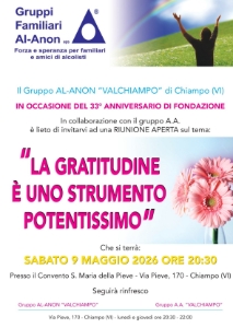 33° Anniversario di Fondazione Gruppo Al-Anon "Valdichiampo" - Riunione Aperta