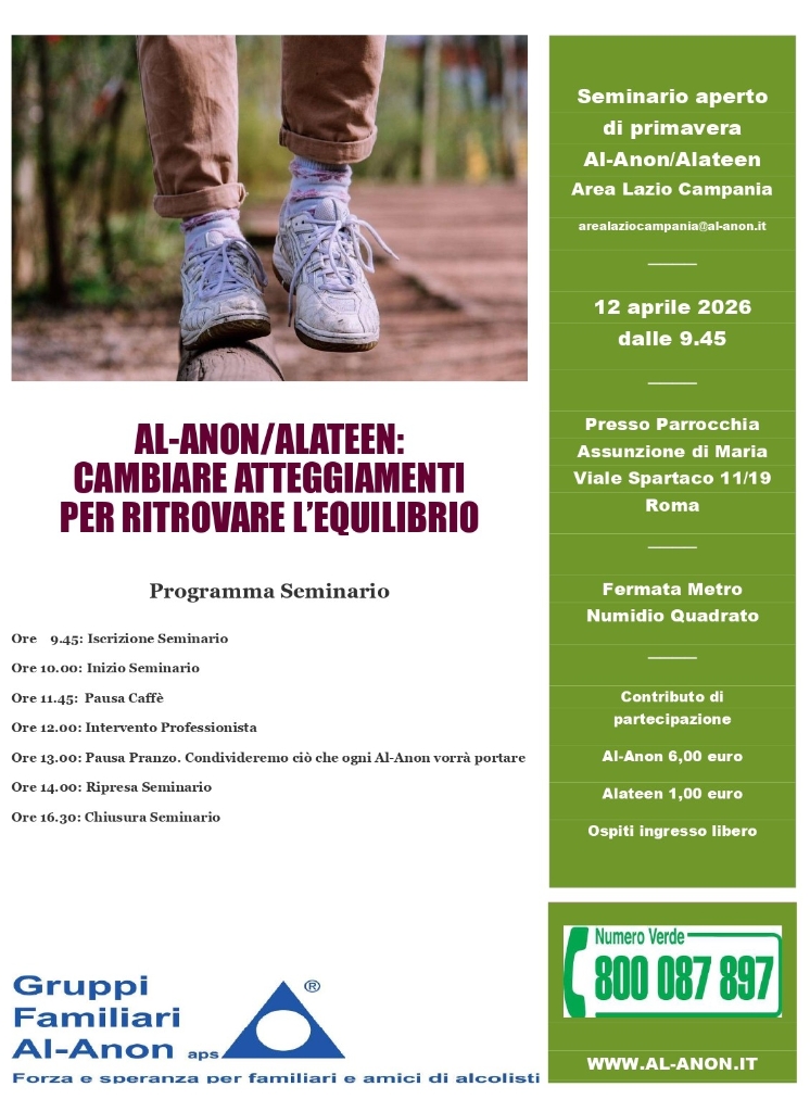 Seminario aperto di primavera Al-Anon/Alateen Area Lazio Campania