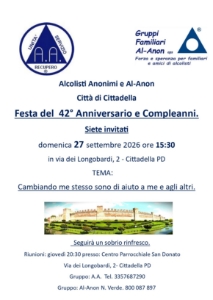 Festa del 42° Anniversario e Compleanni A.A. e Al-Anon Città di Cittadella PD
