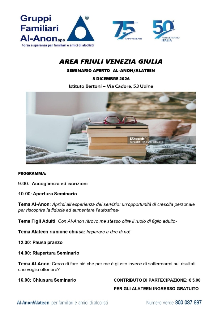 Seminario aperto Al-Anon, Alateen, Area Friuli Venezia Giulia